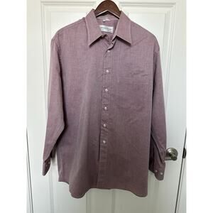 LORENZO UOMO DRESS SHIRT SIZE 16 32/33 RED GRAY SOLID
